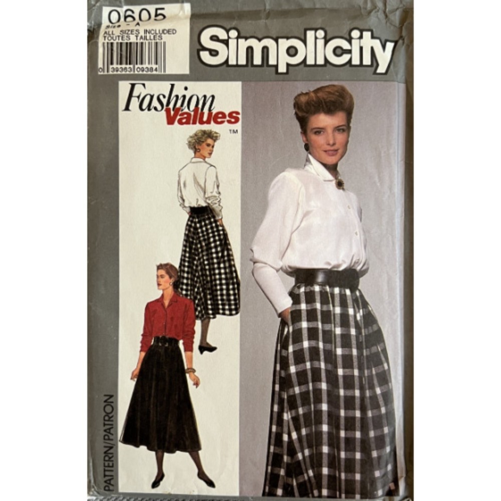 Vintage ©1989 Simplicity 0605 Full Shirt Dress Contrast Top